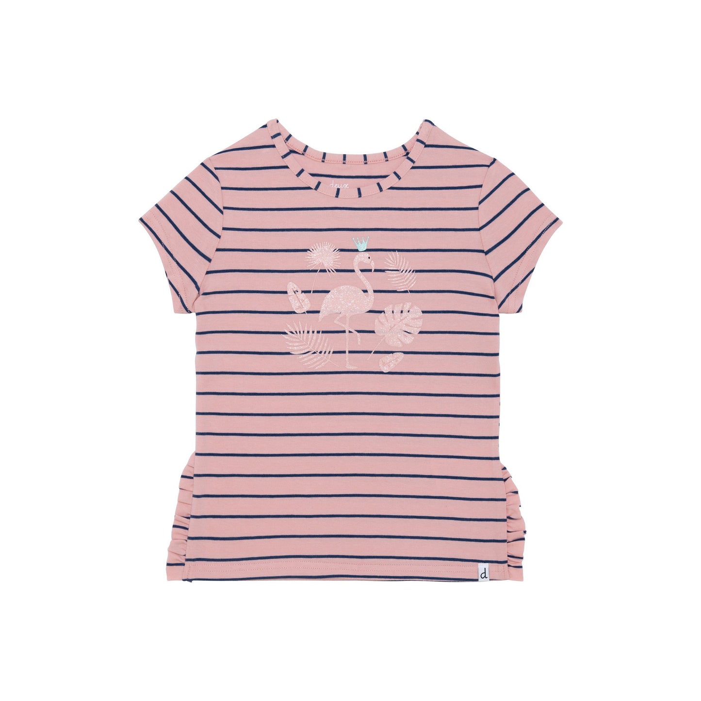 T-Shirt en coton biologique à rayures roses D30I71
