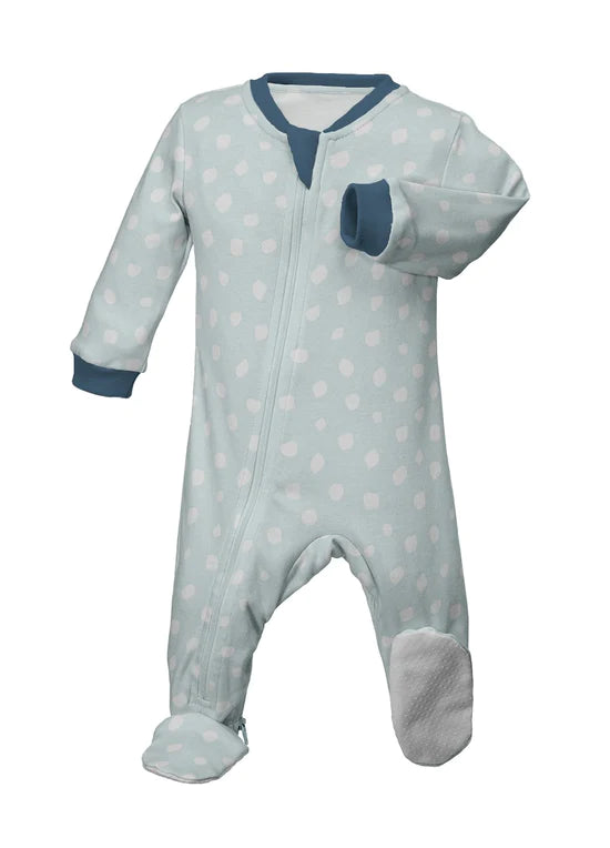 Boutique petites fleurs - Pyjama pour bébé et prématuré turquoise à pois mignons  - Zippyjamz