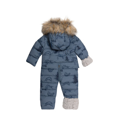 Habit de neige pour bébés une pièce bleu acier imprimé oursons yoga E10B701