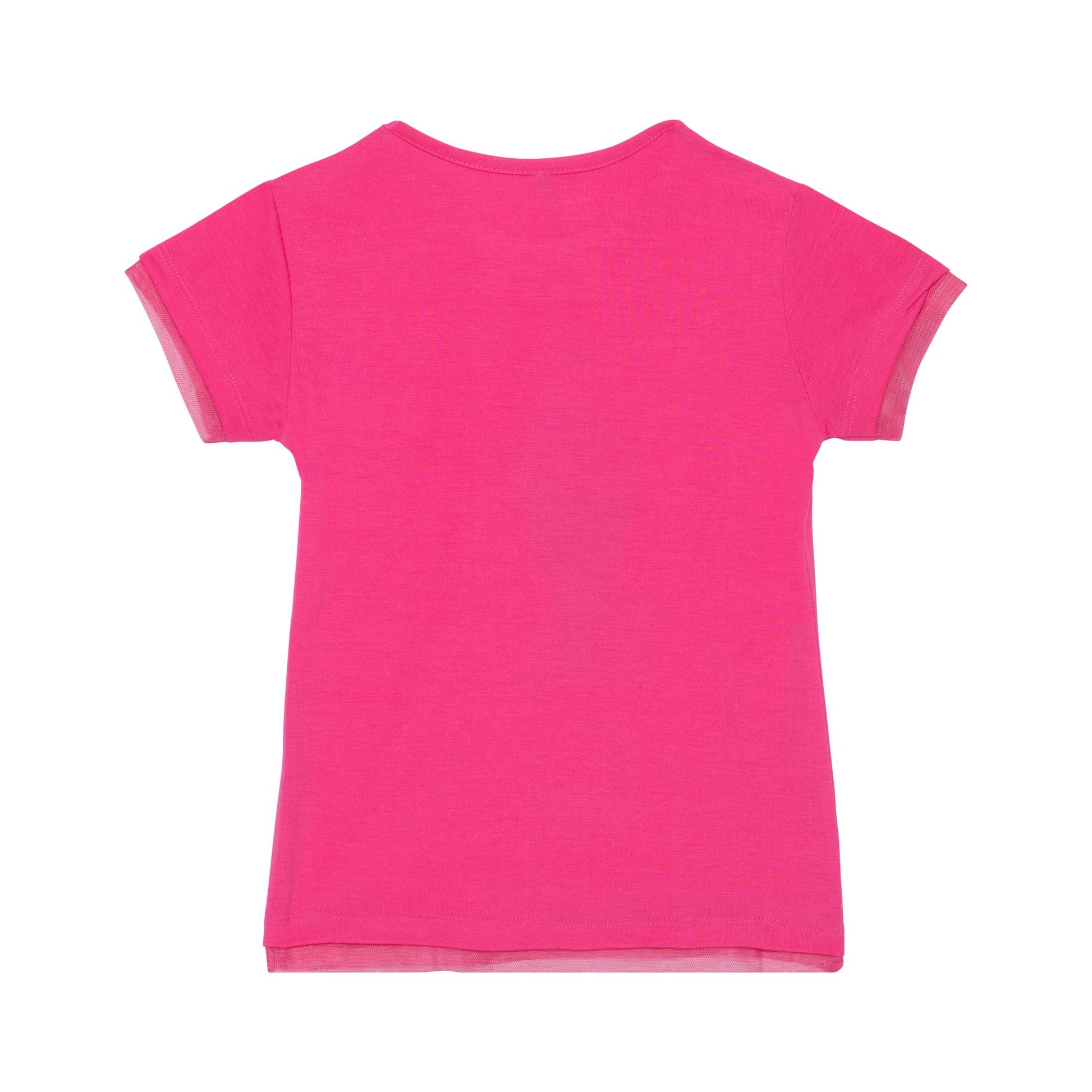 Boutique Petites Fleurs - T-shirt à manches courtes rose fuchsia avec graphique à paillettes E30J73 - Deux par Deux