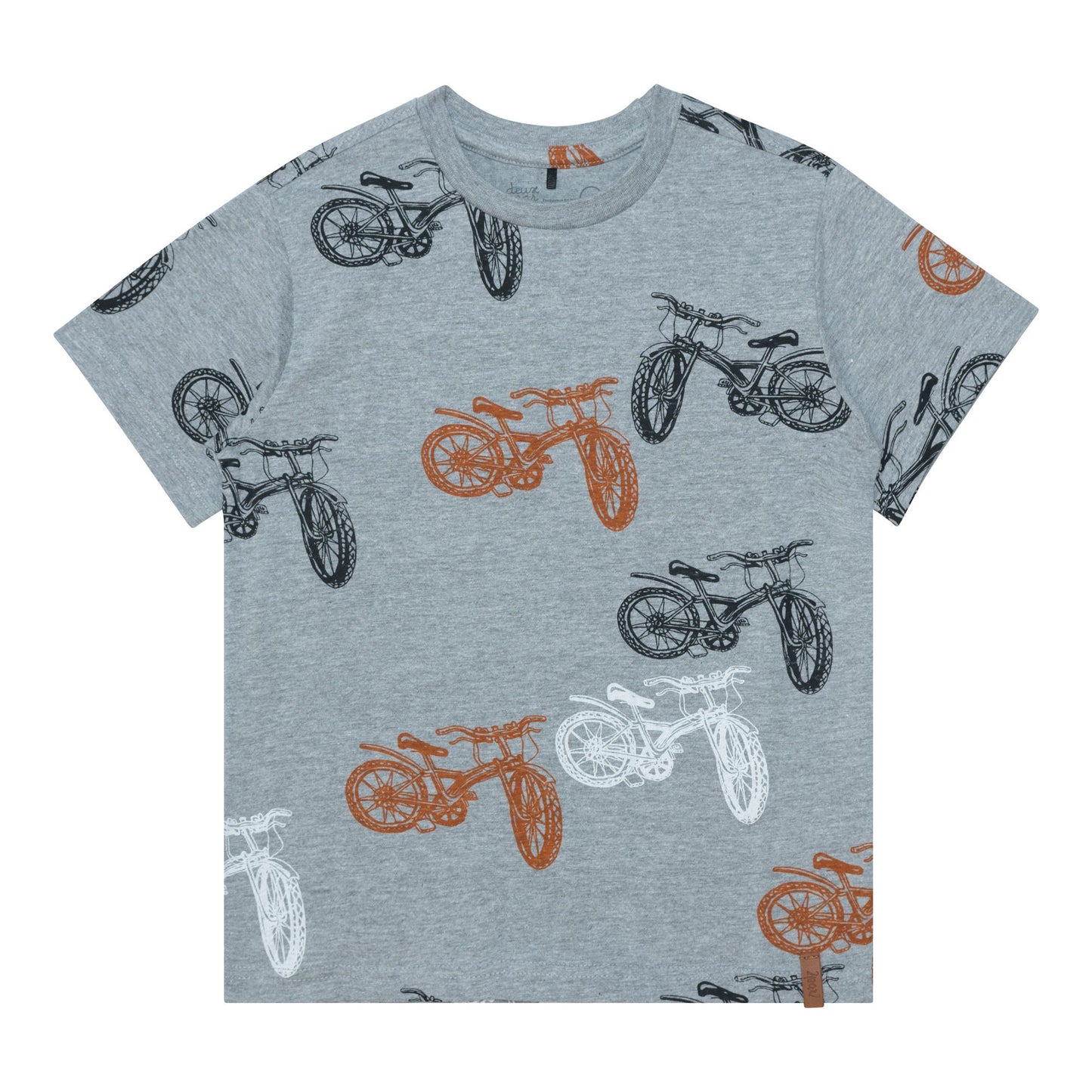Boutique Petites Fleurs - T-shirt jersey gris pâle chiné avec imprimé de vélos E30U77 - Deux par Deux