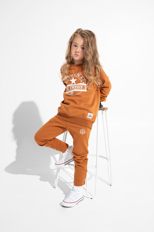 Chandail unisexe en coton ouaté Cognac -enfant