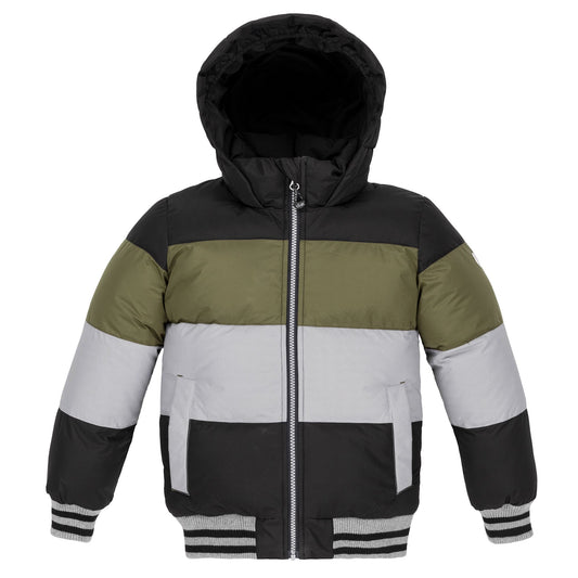 Manteau Puffer kaki, gris et noir C20W58