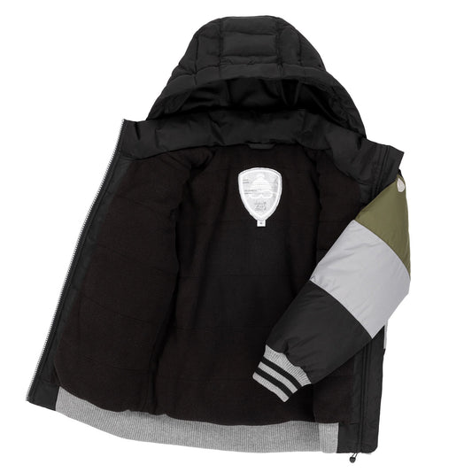 Manteau Puffer kaki, gris et noir C20W58