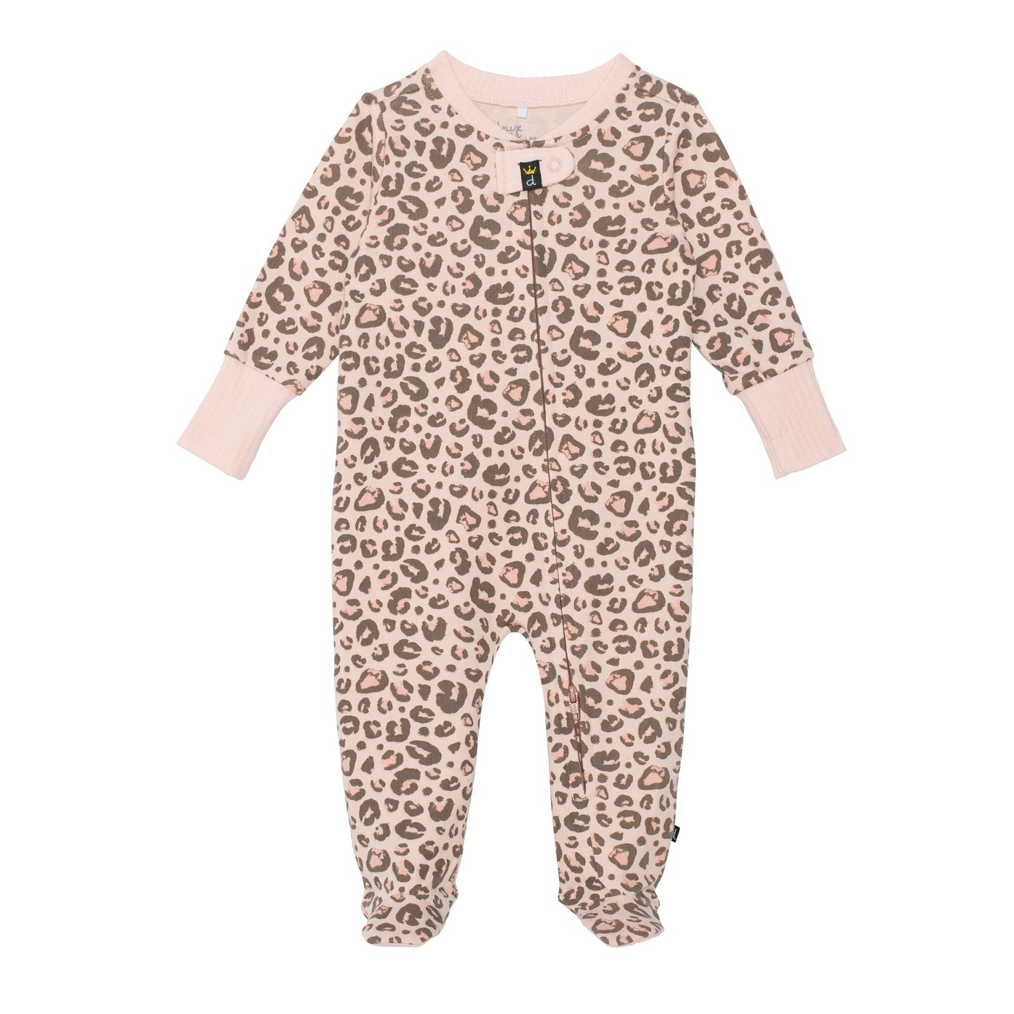 Pyjama Coton Biologique Rose Imprimé Léopard (avec pieds) D20AA40 031