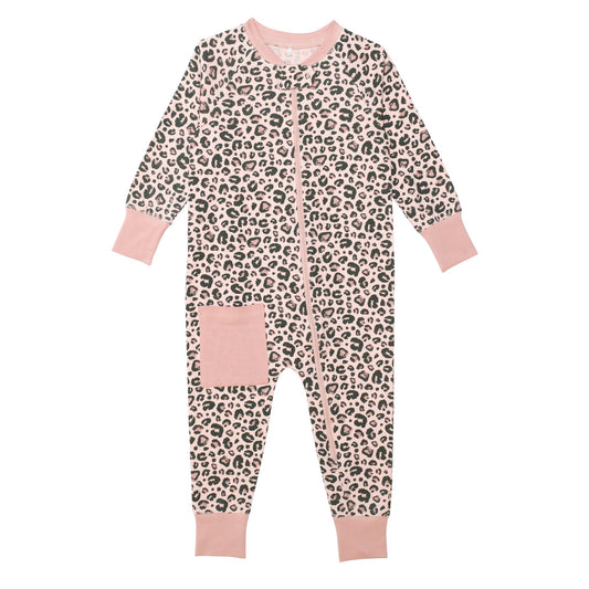 Pyjama 1 pièce en coton biologique imprimé léopard pour Bébé D20PG17