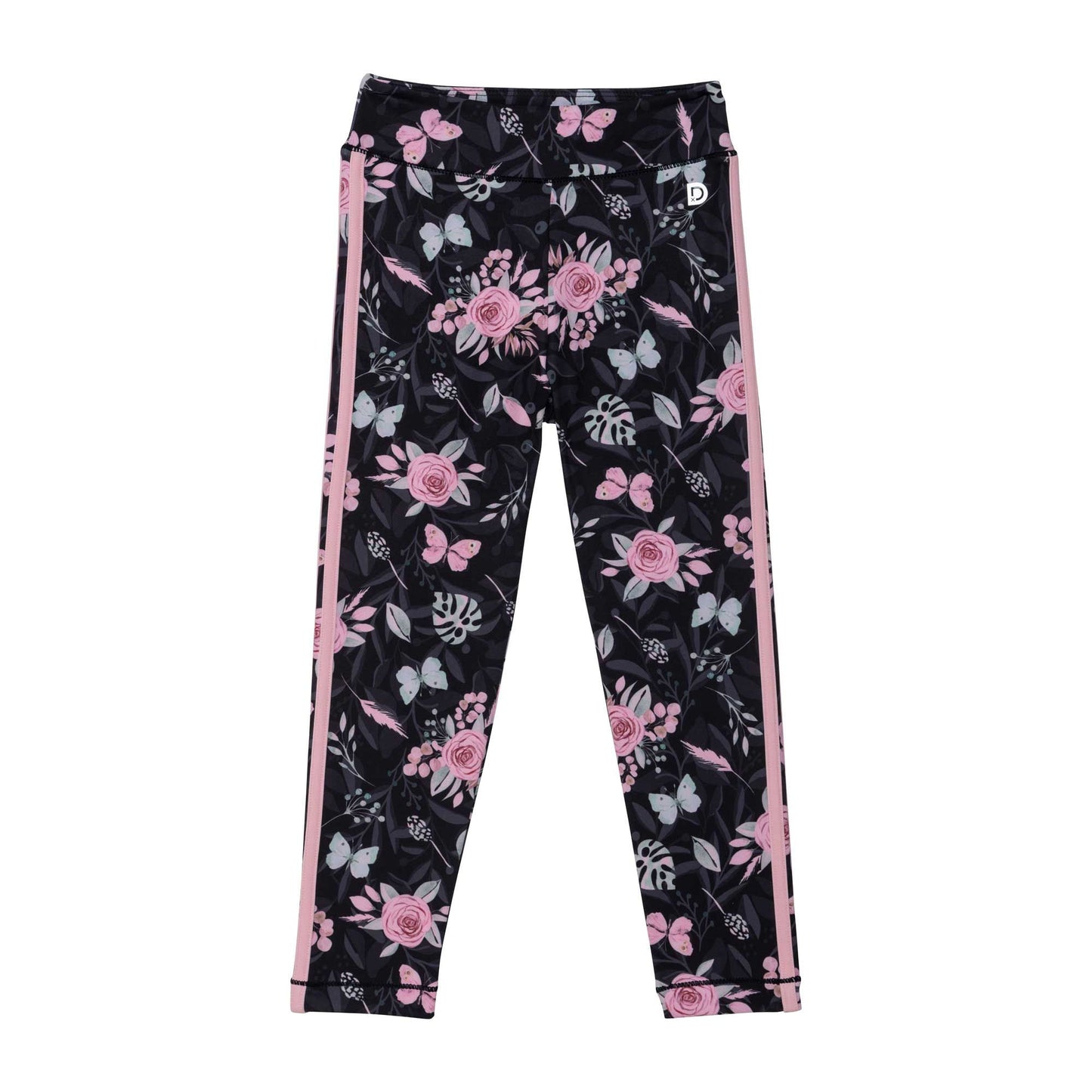 Legging athlétique noir imprimé fleurs et papillons D30XG60