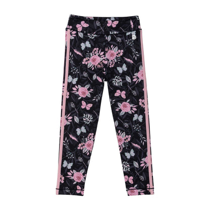 Legging athlétique noir imprimé fleurs et papillons D30XG60