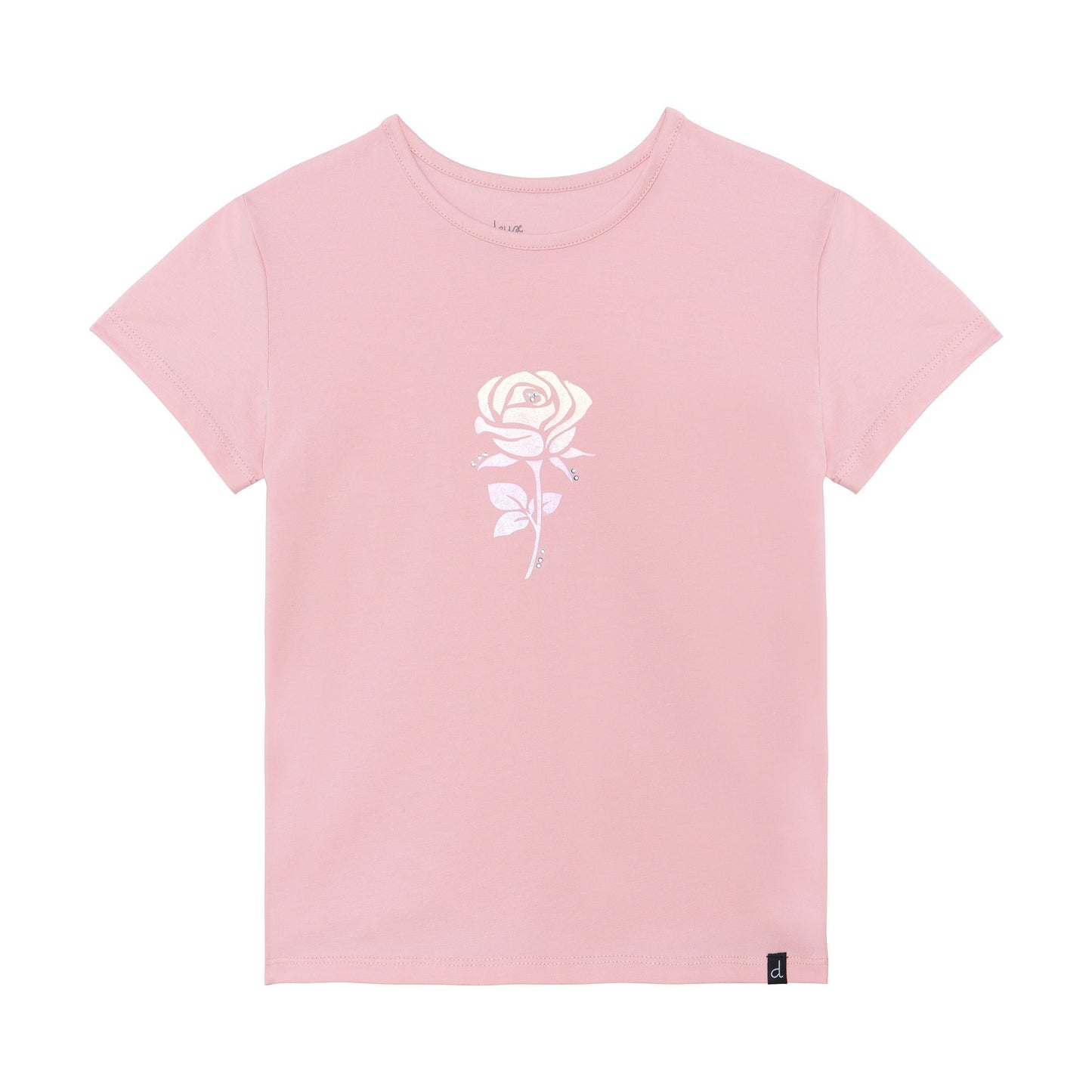 T-shirt de coton avec imprimé rose métallique D30H71