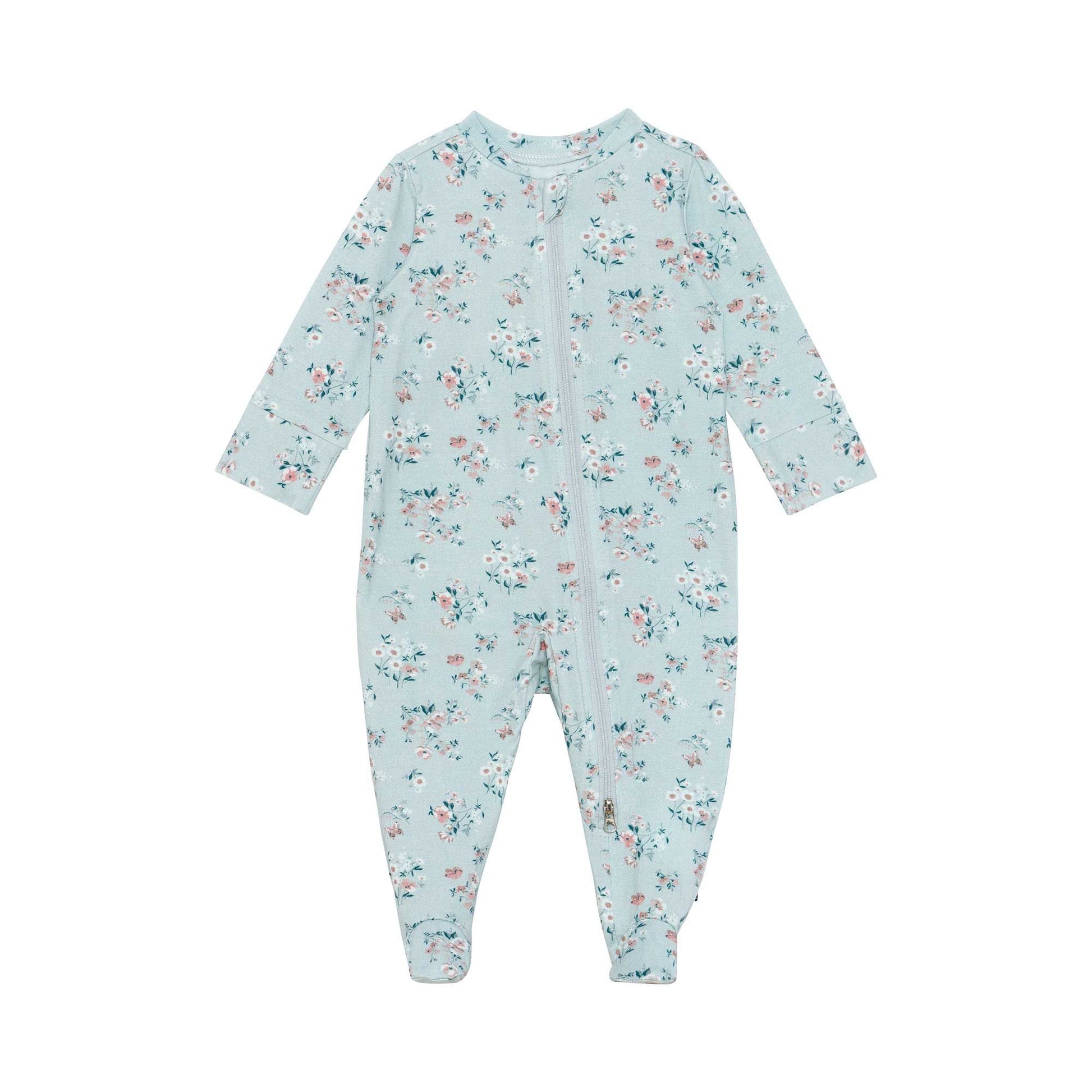 Boutique Petites Fleurs - Pyjama zippé bleu pastel imprimé fleuri D30Z40