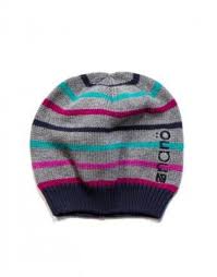 tuque en tricot  grise rayée Nano