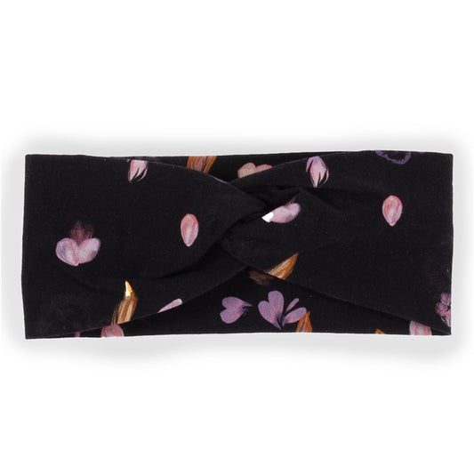 Boutique Petites Fleurs - Bandeau Jersey Noire à motif S23BHJ292 - Nano collection