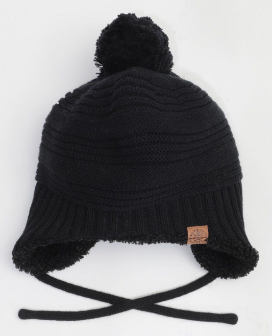 Tuque hiver en tricot Noir Calikids W2025